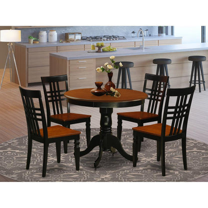5  Pc  Dining  room  set  with  a  Table  and  4  Dining  Chairs  in  Black  and  Cherry