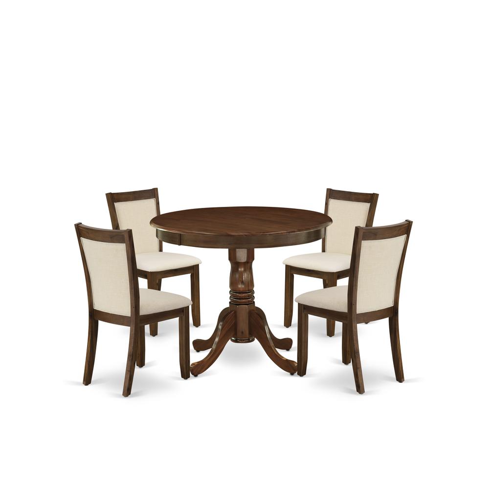 5 Pc Dining Set Includes a Round Wooden Table and 4 Parson Chairs