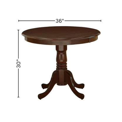 Mahogany Dining Set, Round Pedestal Table, Wooden Seat Chairs, 4-Person