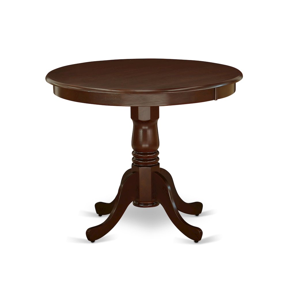 5Pc Rounded 36 Inch Dining Room Table And 4 Wood Seat Dining Chairs