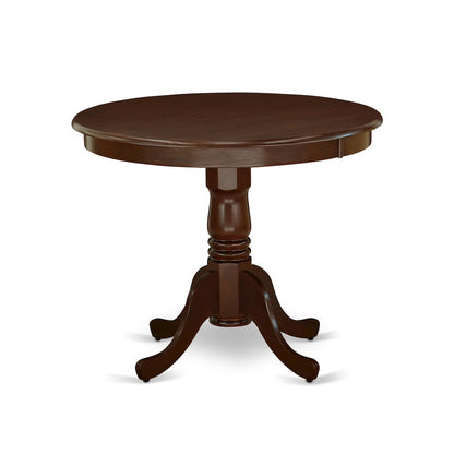 5Pc Rounded 36 Inch Dining Room Table And 4 Wood Seat Dining Chairs