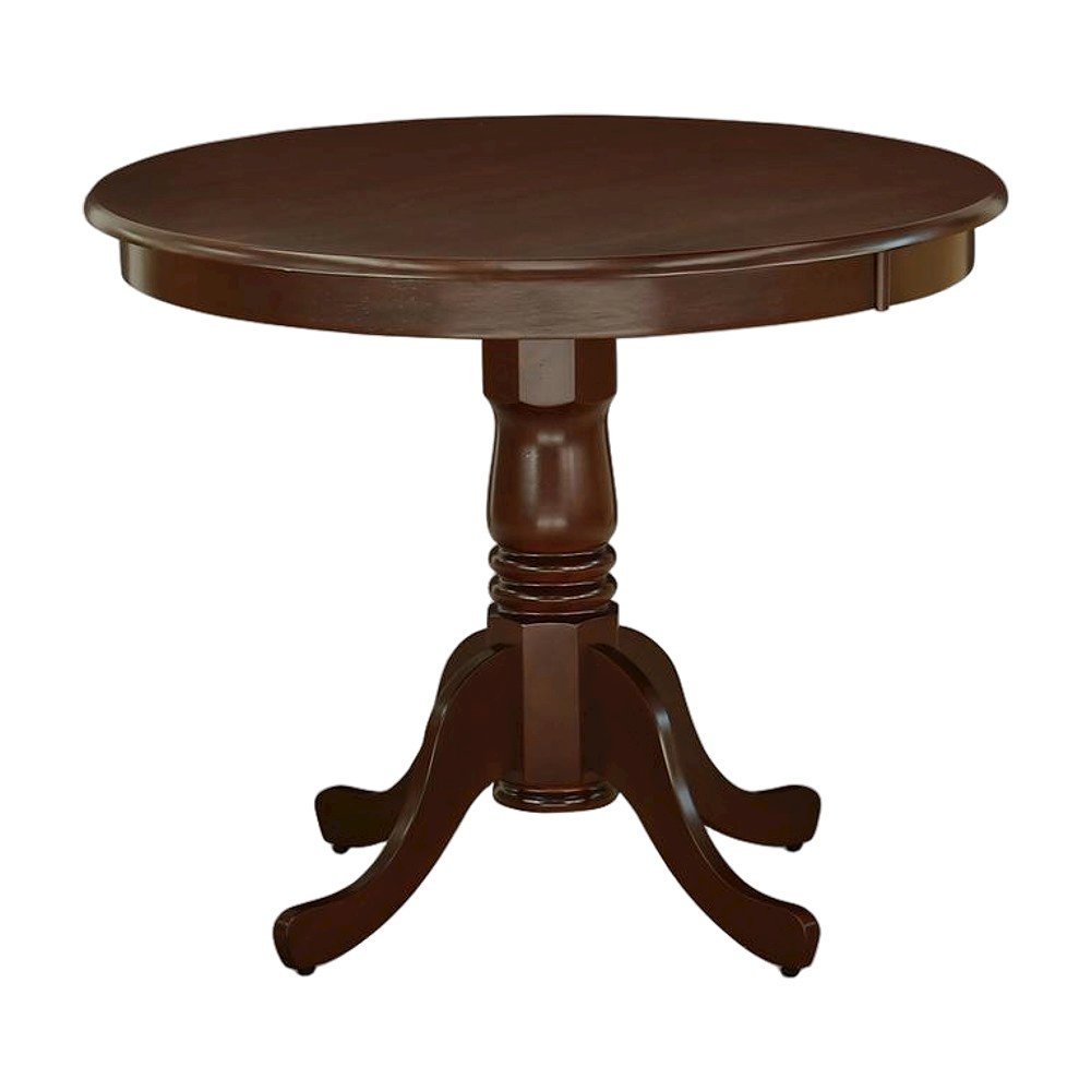Mahogany Round Kitchen Table with Pedestal Base for Small Dining