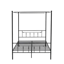 Solid Wood Canopy Bed with Metal Frame, Full Size Canopy Bed Frame