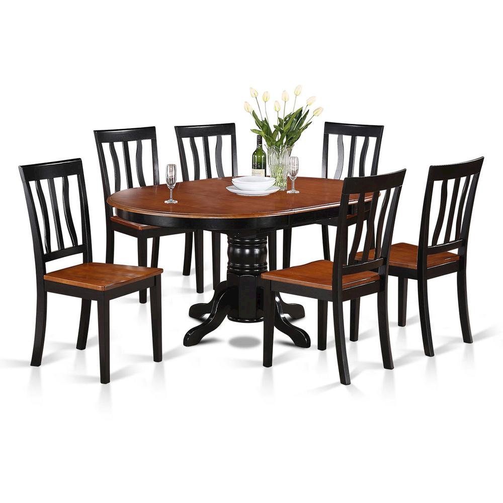 Elegant Oval Dining Table Set – 6 Chair Dining Table with Extendable Leaf