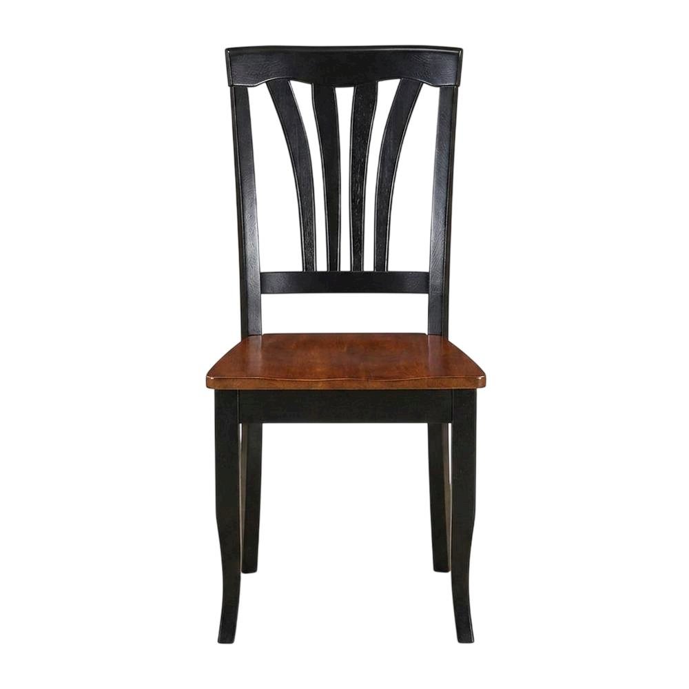 Solid Wood Traditional Dining Chair, Black & Cherry, Set of 2