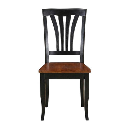 Solid Wood Traditional Dining Chair, Black & Cherry, Set of 2