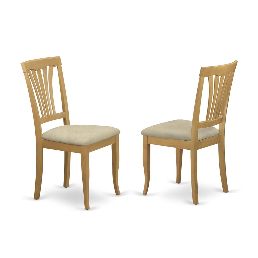 AMAV3-OAK-C 3 Piece Dining Room Set - 1 Kitchen Table and 2 Oak Linen Fabric Dinning Room Chairs - Oak Finish