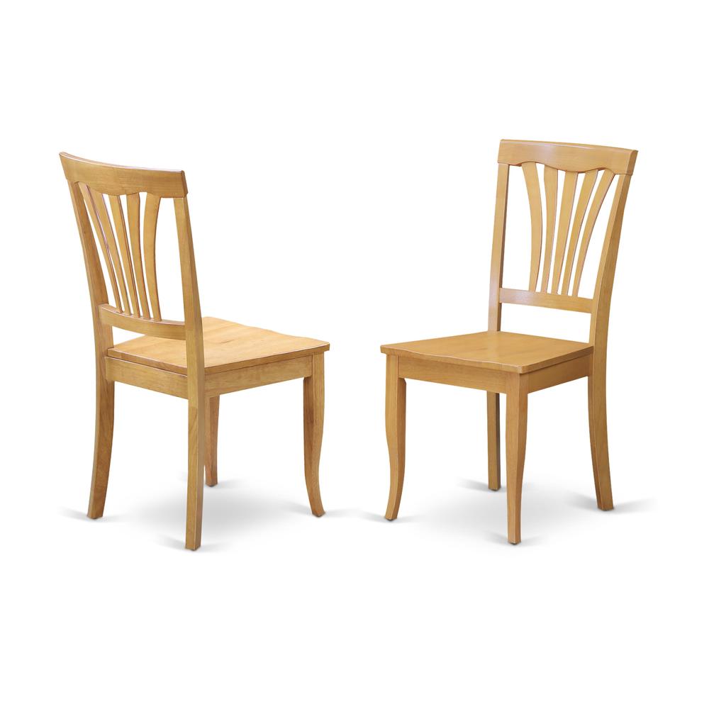 East West Furniture DMAV3-OAK-W 3 Piece Dining Room Table Set - Dropleaf Dining Room Table and 2 Oak Wooden Dining Chairs with Slatted Back - Oak Finish