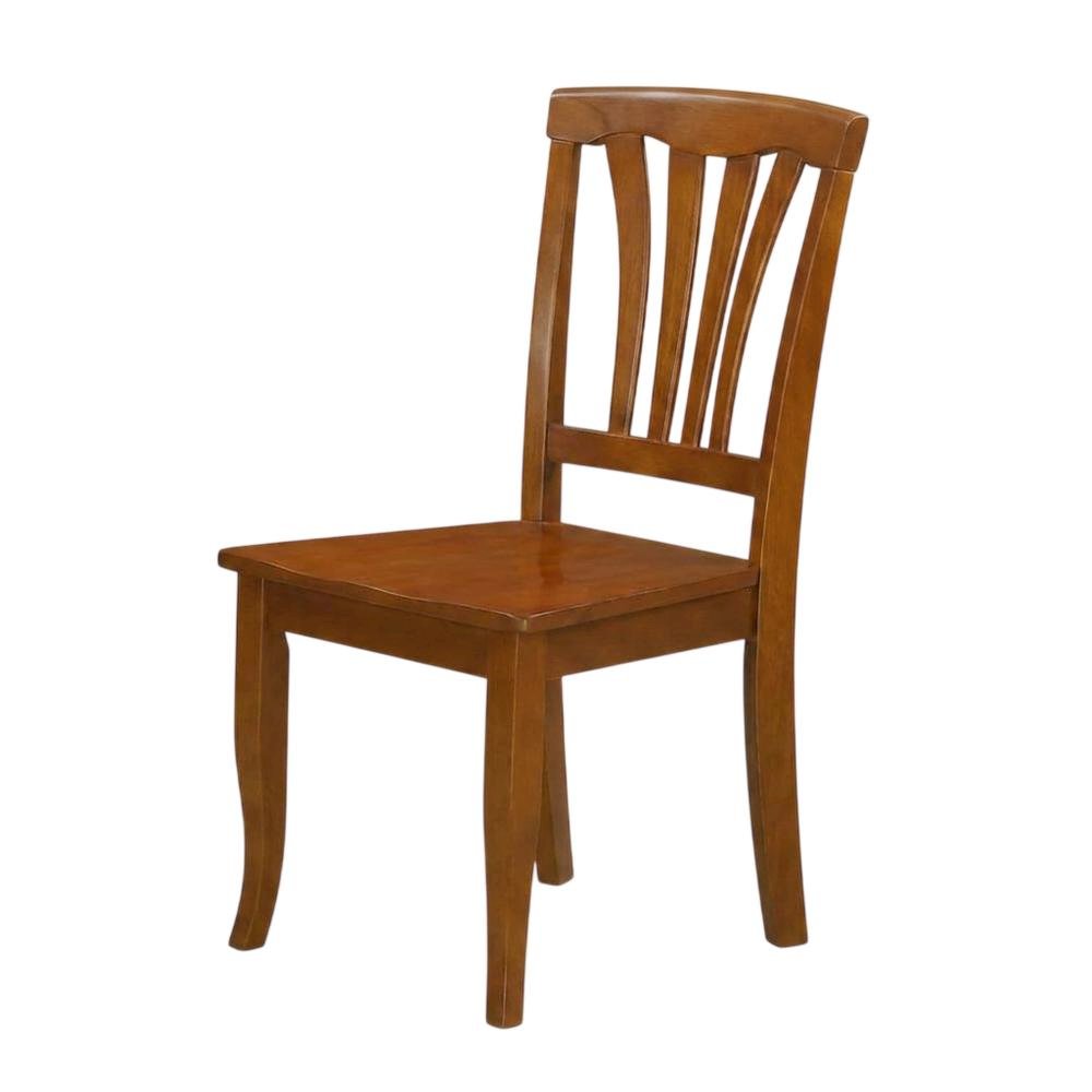 Solid Wood Traditional Dining Chair, Saddle Brown, Set of 2