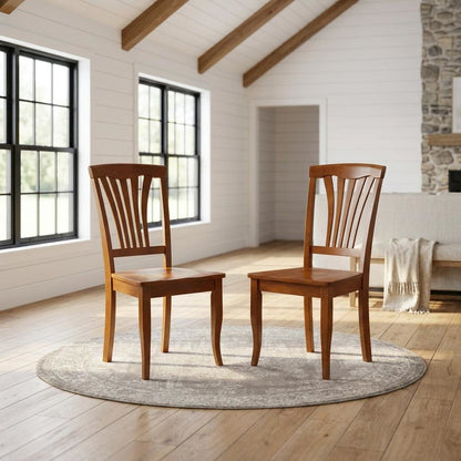 Solid Wood Traditional Dining Chair, Saddle Brown, Set of 2