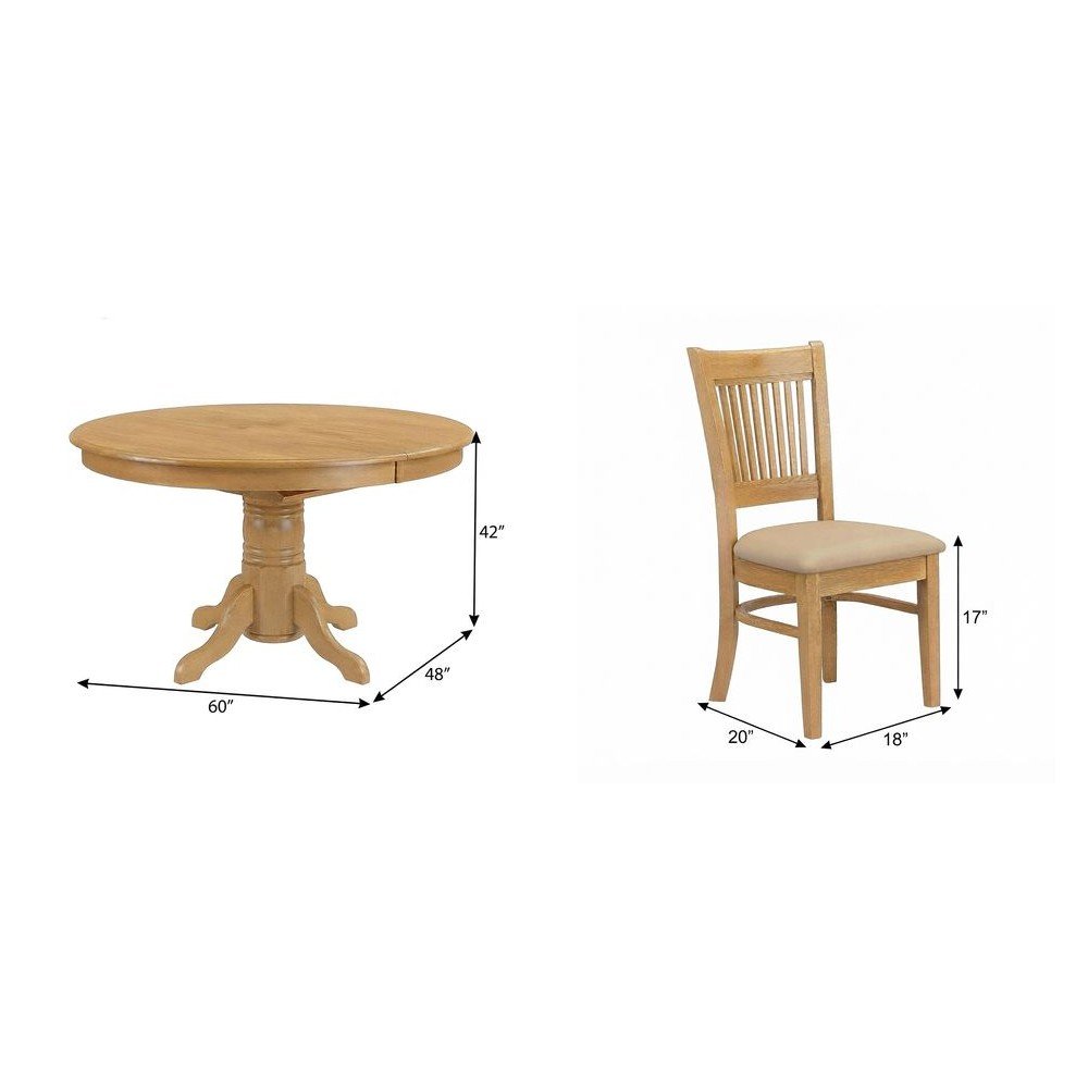 Solid Wood Oval Dining Table with Butterfly Leaf, 7 Piece Set, Oak