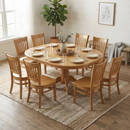 Solid Wood Oval Dining Table and Chairs with Butterfly Leaf 7 Piece Set, Oak