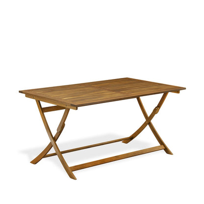 East West Furniture 5 Piece Excellent Folding Table Set- Great for The Shore, Camping, Picnics - Beautiful Wood Patio Table with 4 Lawn ArmChairs- Natural Oil Finish