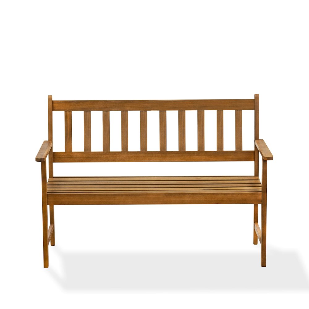 East West Furniture Belmont Bench without Cushion made of Acacia wood in Natural Oil finish