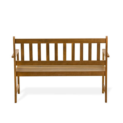 East West Furniture Belmont Bench without Cushion made of Acacia wood in Natural Oil finish