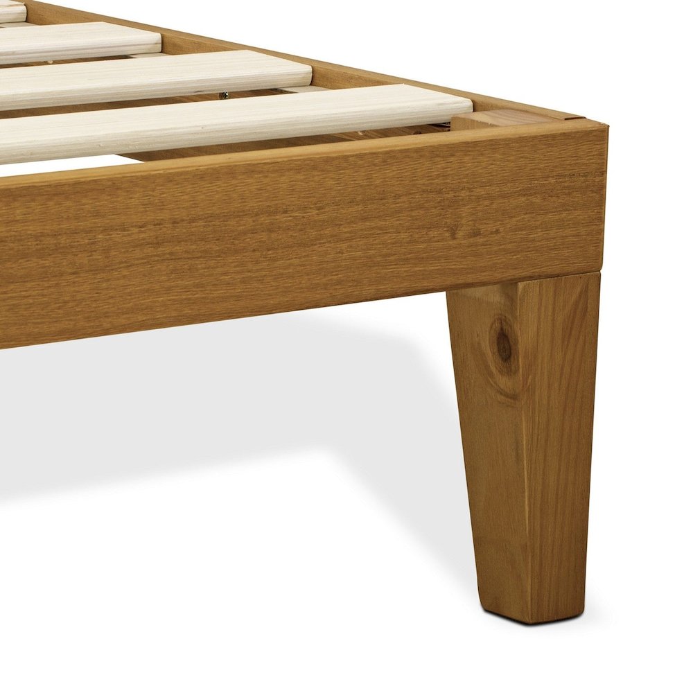 King Size Platform Bed Frame with 4 Legs and 2 Extra Center Legs - Oak Finish