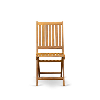 East West Furniture BDKCWNA  Outdoor Dining Chairs Slatted Back  - Natural Oil Finish - Set of 2