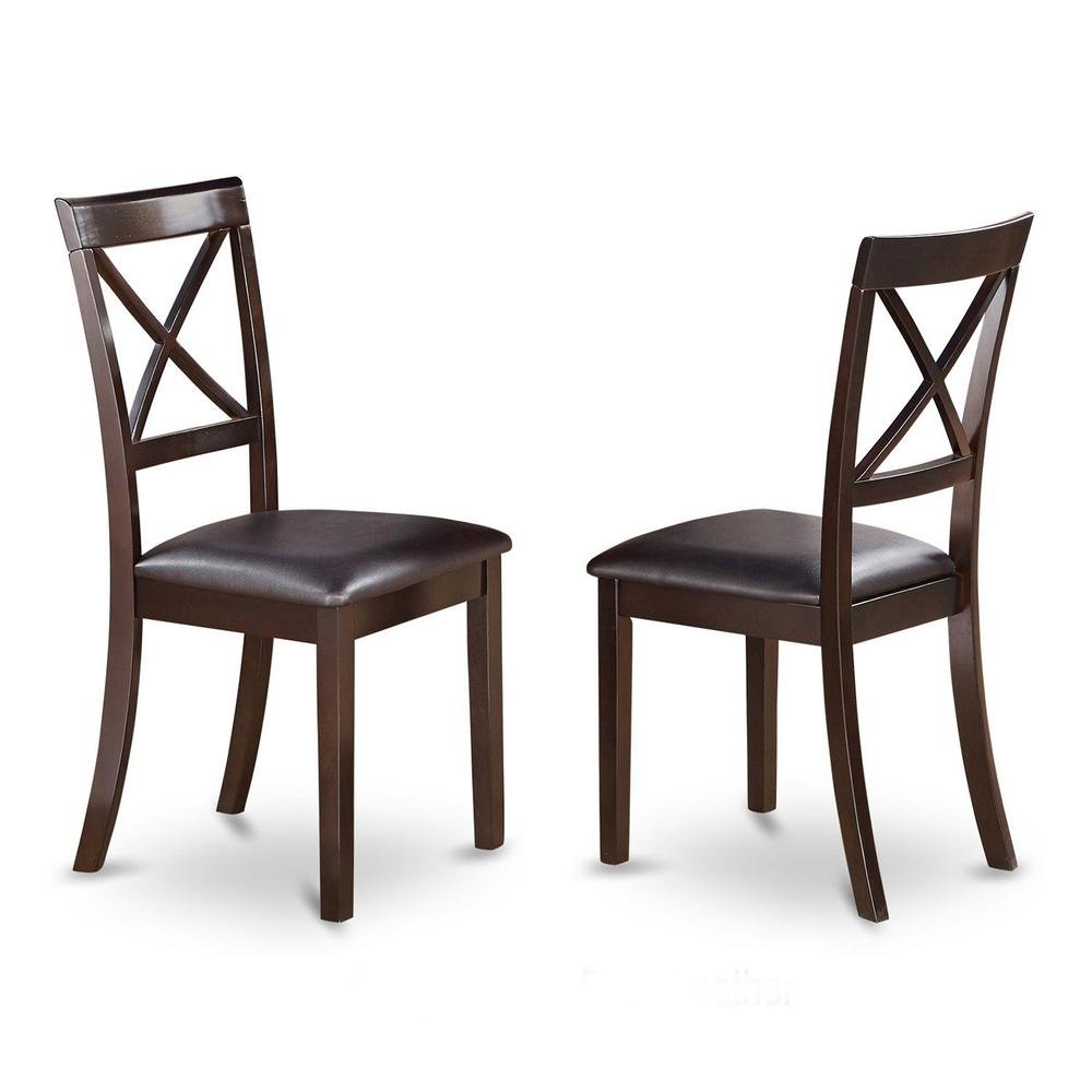 Solid Wood X-Back Dining Chair with Faux Leather Upholstered Seat, Set of 2