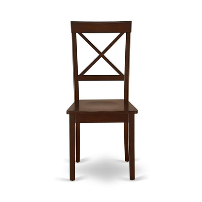 AMBO3-MAH-W 3 Pc Dining Room Set - 1 Round Pedestal Table and 2 Mahogany Dinning Chairs - Mahogany Finish