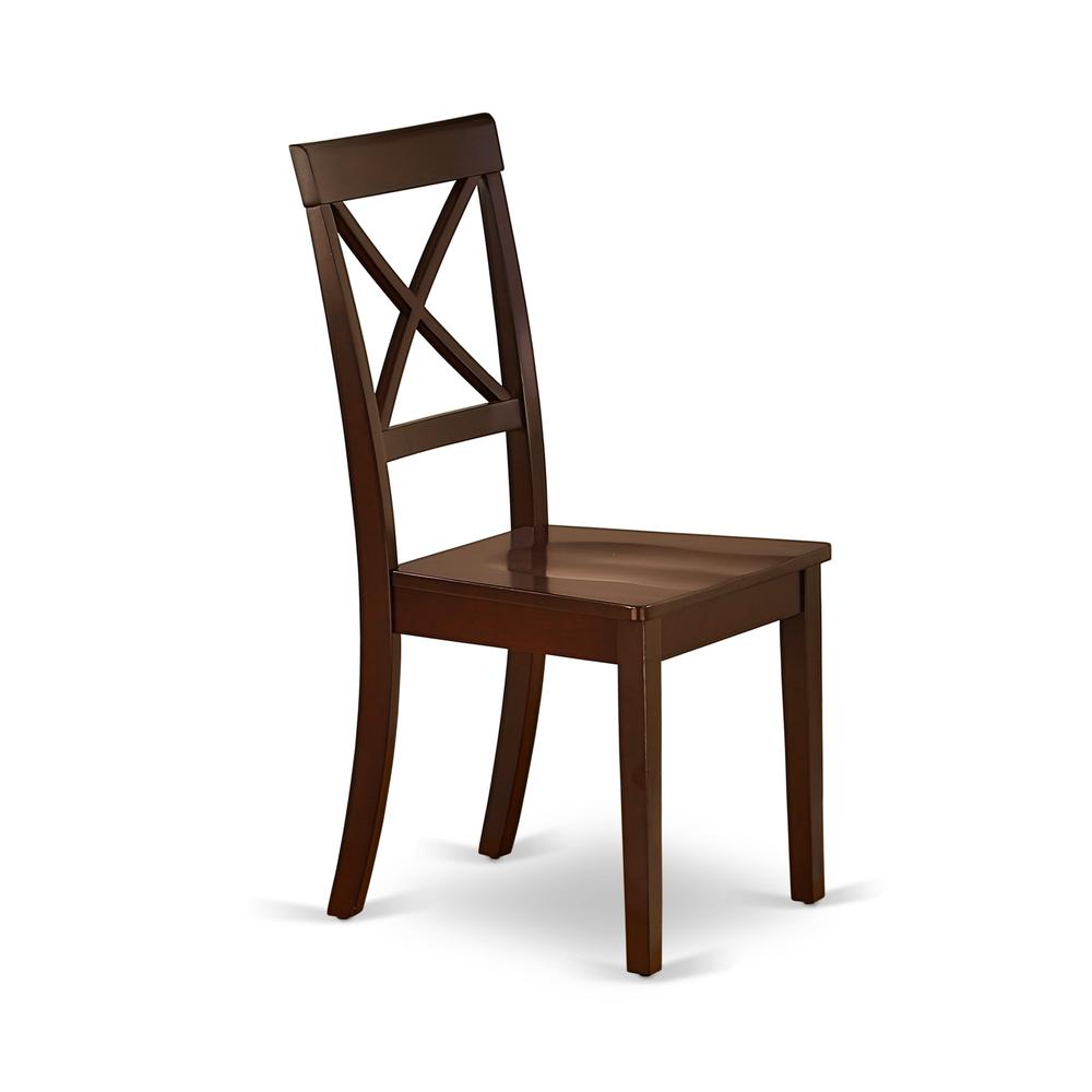 AMBO3-MAH-W 3 Pc Dining Room Set - 1 Round Pedestal Table and 2 Mahogany Dinning Chairs - Mahogany Finish