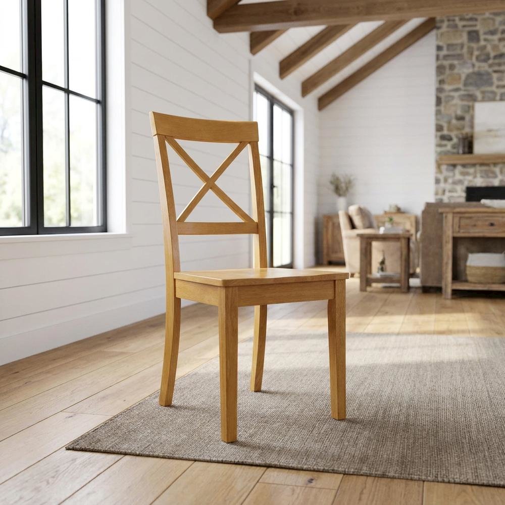 Dining Chair with High Back for Kitchen and Dining Room Table, Oak, Set of 2