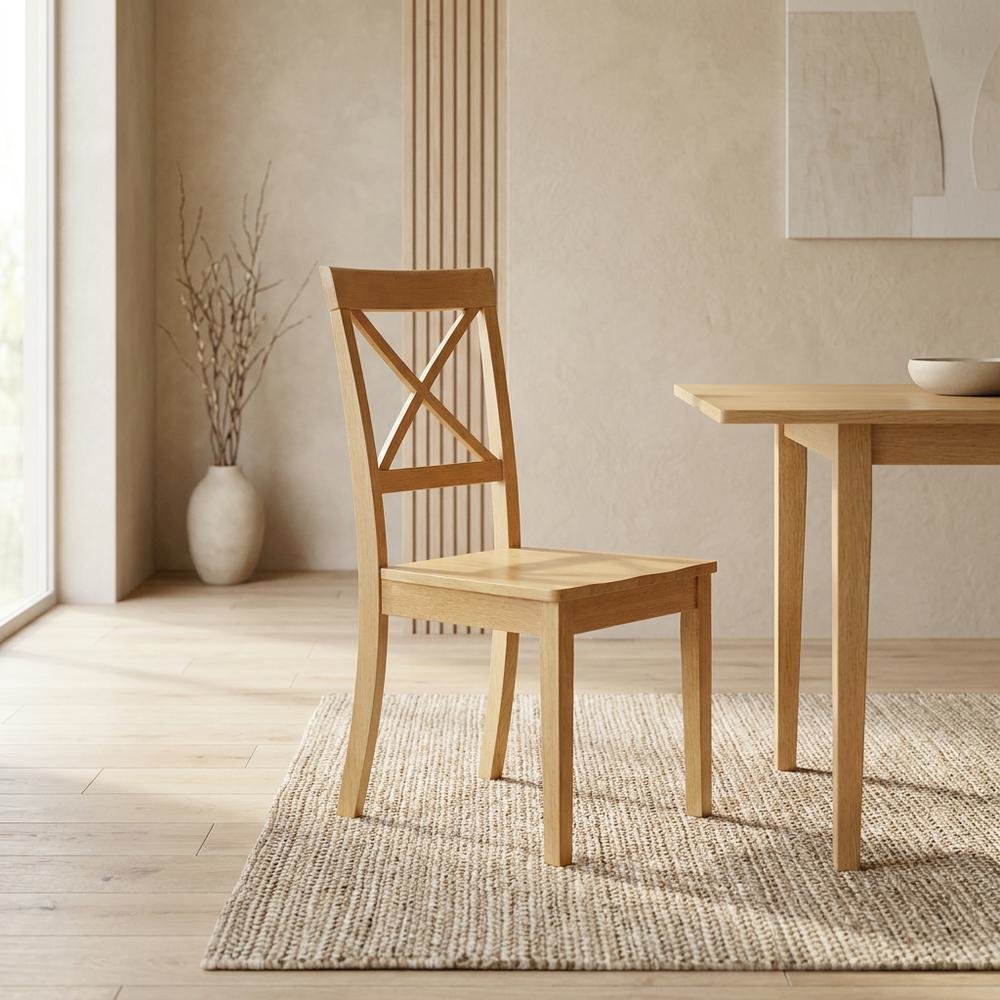 Dining Chair with High Back for Kitchen and Dining Room Table, Oak, Set of 2