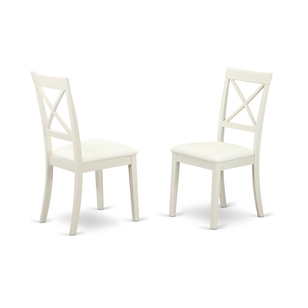 Linen-Upholstered Dining Chair with Solid Wood Legs for Dining Room, Linen White, Set of 2