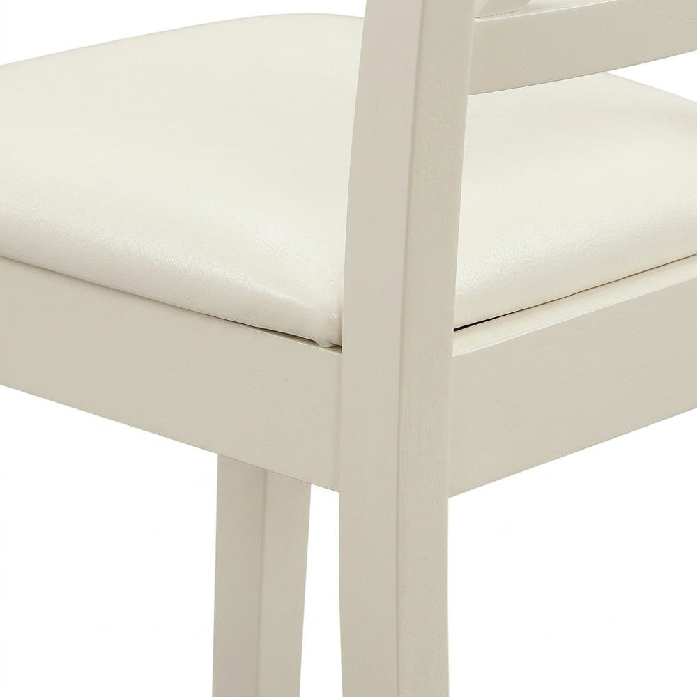 Linen-Upholstered Dining Chair with Solid Wood Legs for Dining Room, Linen White, Set of 2
