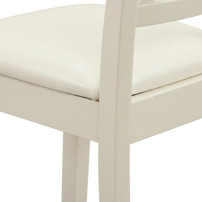 Linen-Upholstered Dining Chair with Solid Wood Legs for Dining Room, Linen White, Set of 2