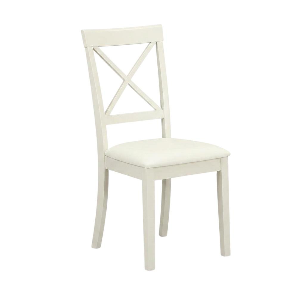 Linen-Upholstered Dining Chair with Solid Wood Legs for Dining Room, Linen White, Set of 2