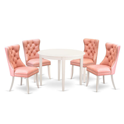 5 Piece Dining Room Furniture Set Contains a Round Dining Table