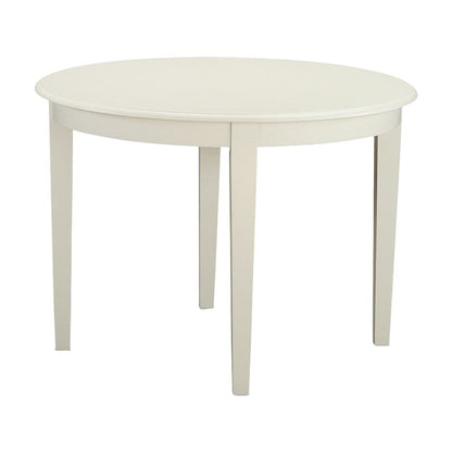 Traditional Wood Round Kitchen and Dining Table with Tapered Legs, Linen White