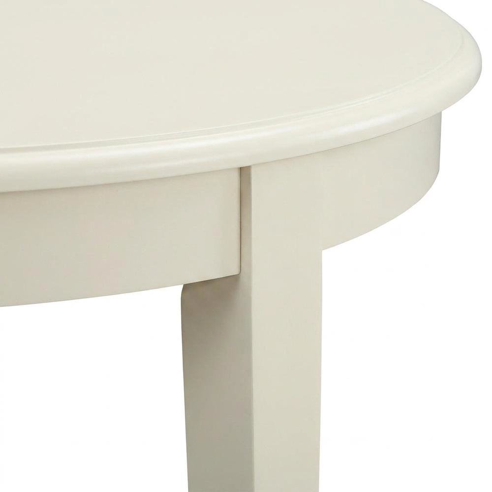 Traditional Wood Round Kitchen and Dining Table with Tapered Legs, Linen White