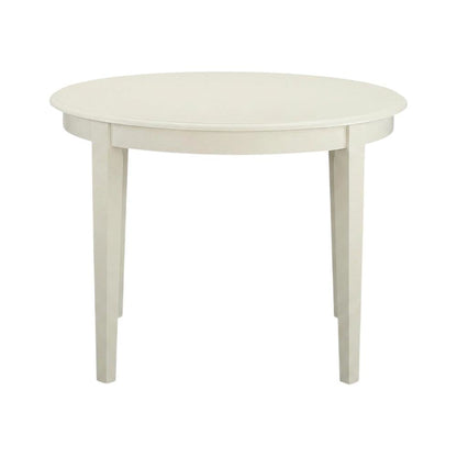 Traditional Wood Round Kitchen and Dining Table with Tapered Legs, Linen White