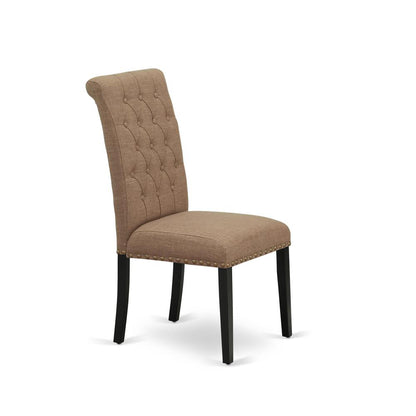 7-piece dining room table set with Chair’s Legs and Light Sable Linen Fabric