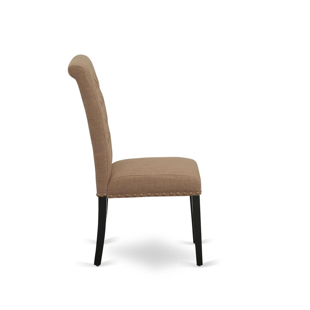 7-piece dining room table set with Chair’s Legs and Light Sable Linen Fabric