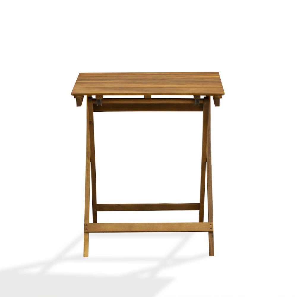 East West Furniture 3-Piece Outdoor Dining Table Set Includes a Foldable Dining Table and 2 Outdoor Arm Chairs Perfect for Garden, Terrace, Bistro, and Porch - Natural Oil Finish