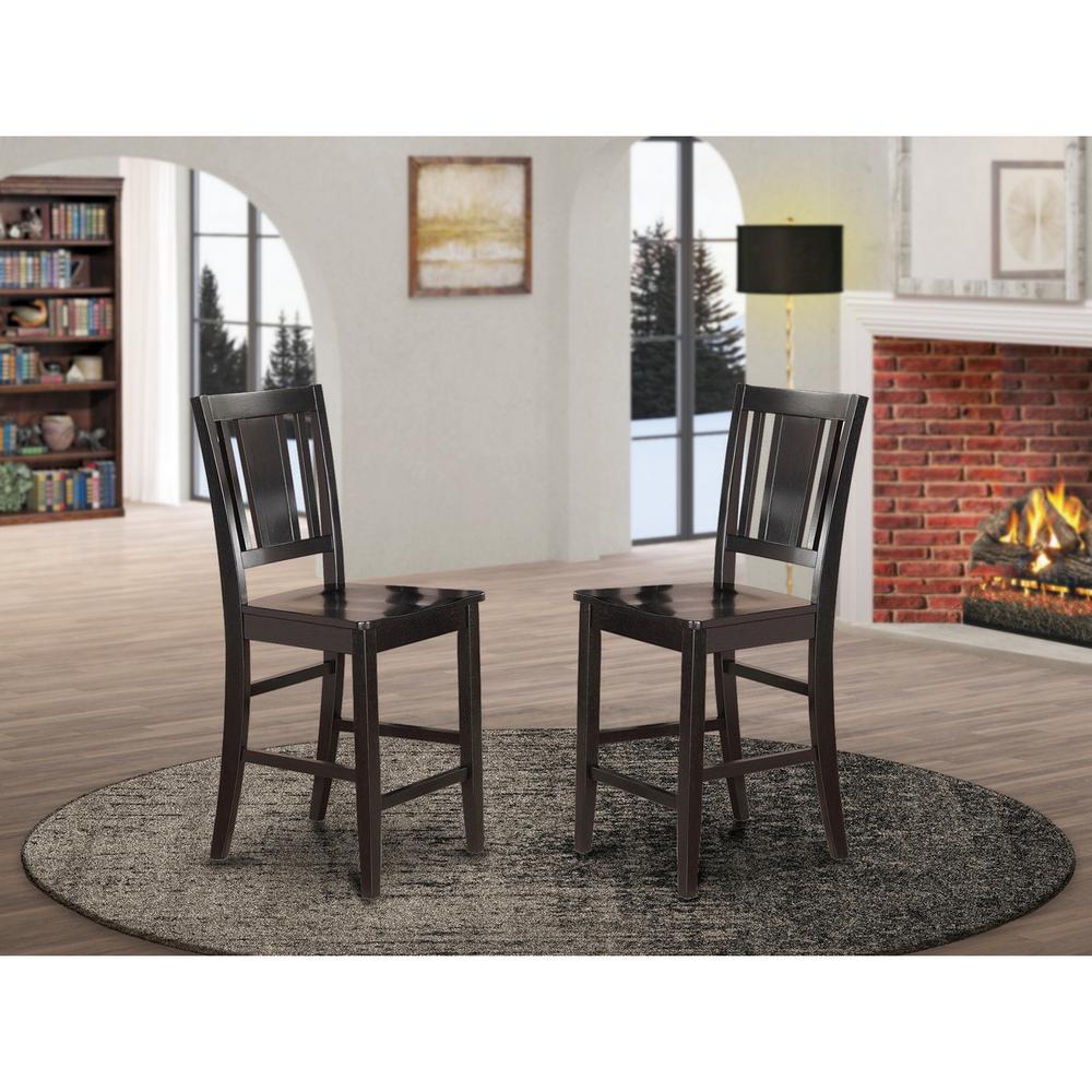 Buckland Counter Height Chair for dining room with Wood Seat in Black Finish, Set of 2