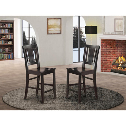 Buckland Counter Height Chair for dining room with Wood Seat in Black Finish, Set of 2