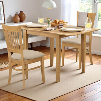 Solid Wood Drop Leaf Kitchen Table and Chairs for Small Dining Spaces