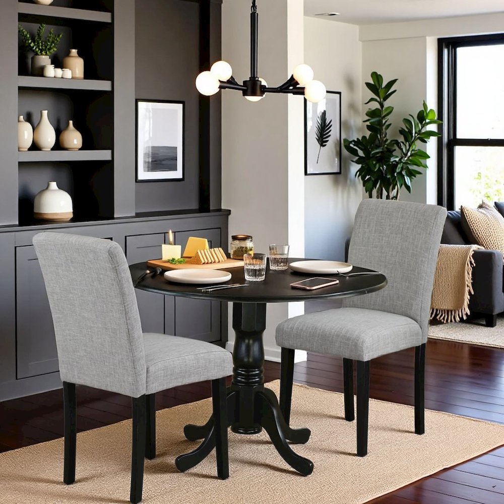 Black Round Dining Table Set for 4 – Kitchen Table Chairs Set of 4 Wood