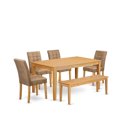 6 Piece Dinner Table Set contain A Wood Dining Table