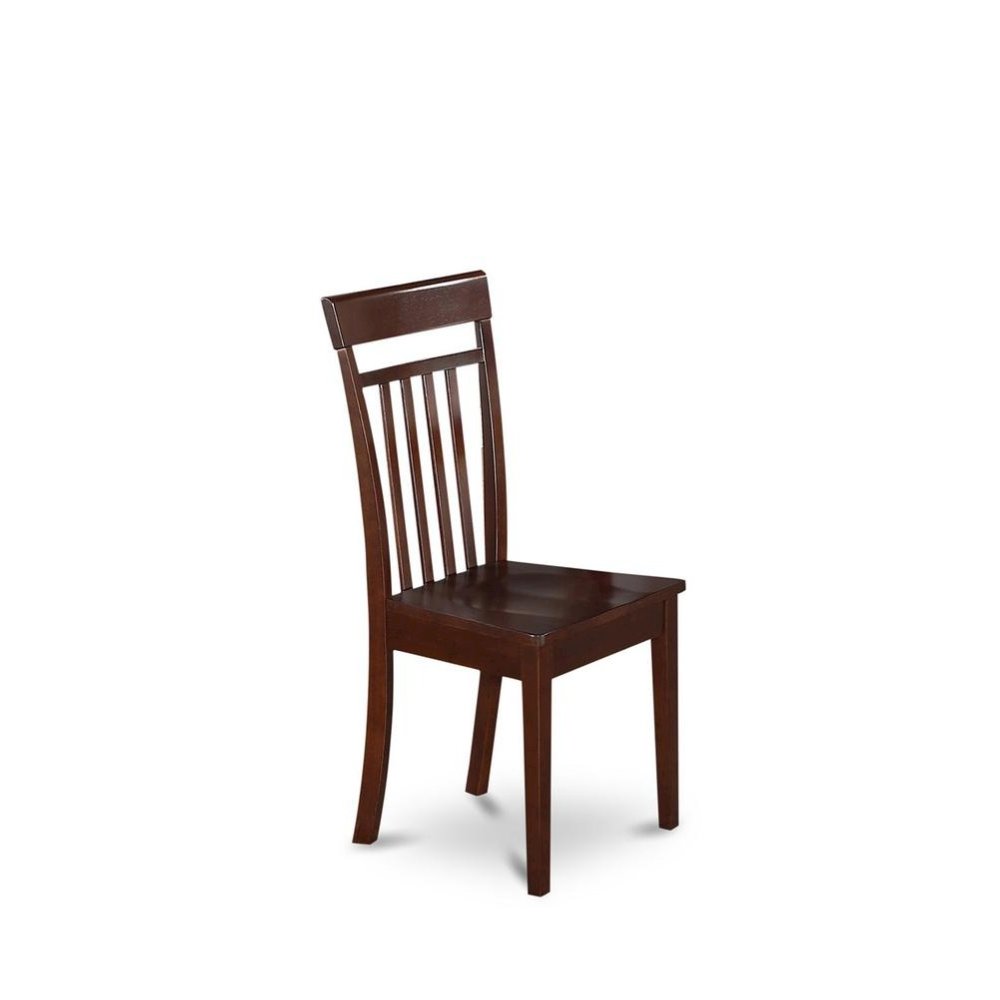 Elegant Wooden Dining Chairs – Slatted Back, Set of 2, Brown Finish