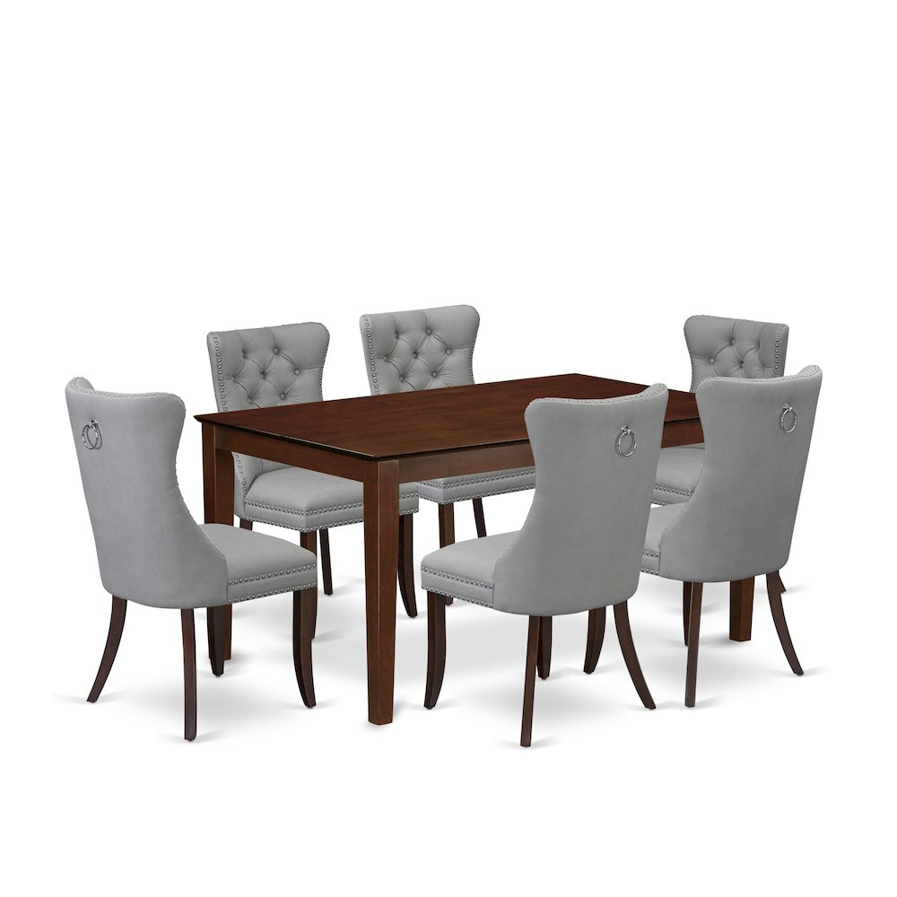 7 Piece Kitchen Table Set Consists of a Rectangle Modern Dining Table