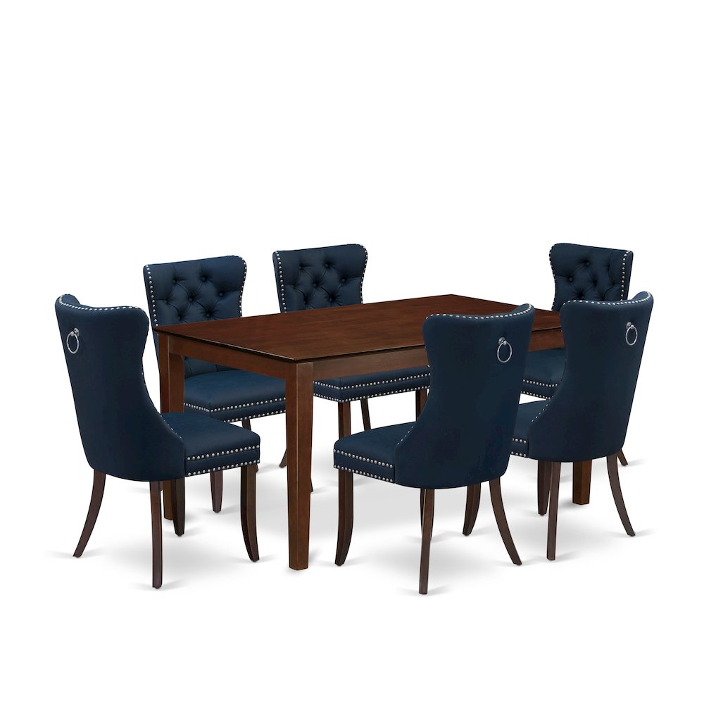 7 Piece Dining Room Furniture Set Consists of a Rectangle Solid Wood Table