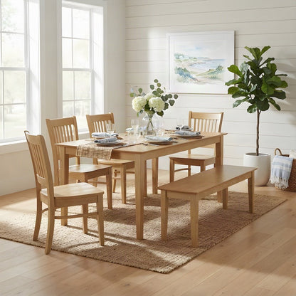 Solid Wood Dining Table Set with Bench and Chairs, Traditional