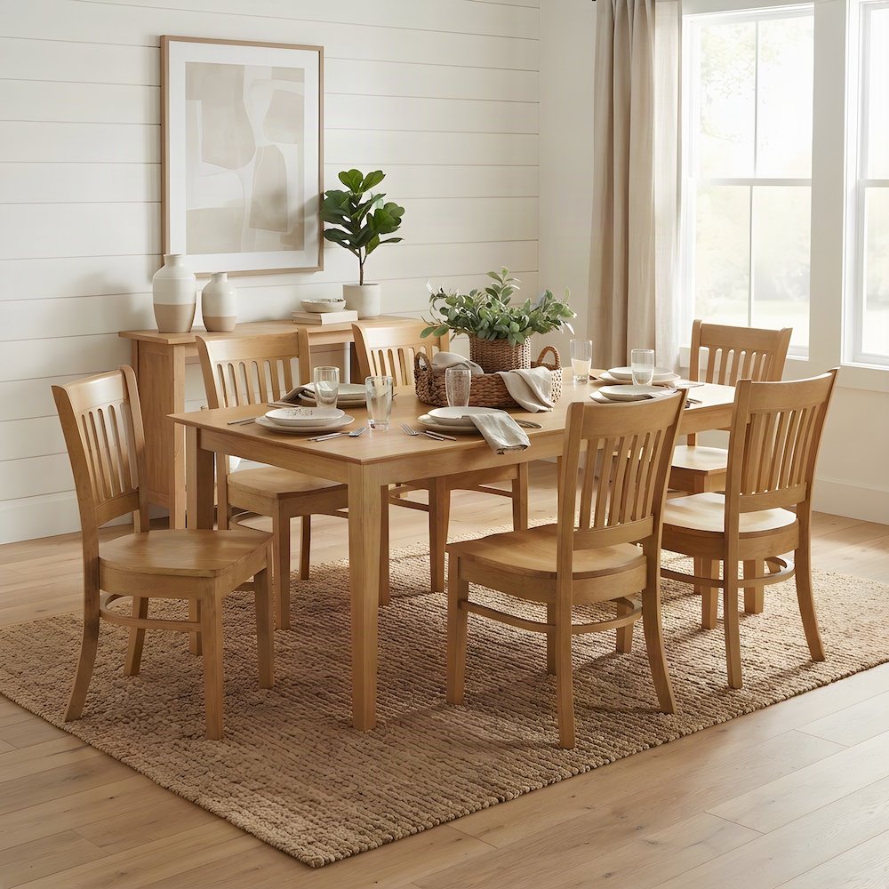 Solid Wood Dining Table with 6 Chairs, Traditional 7 Piece Set