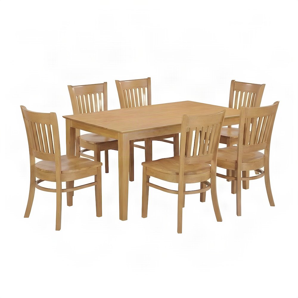 Solid Wood Dining Table with 6 Chairs, Traditional 7 Piece Set
