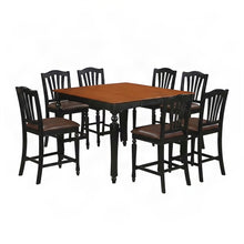 Wood Square Counter Height Dining Table and Chairs 7 Piece Set, Black & Cherry