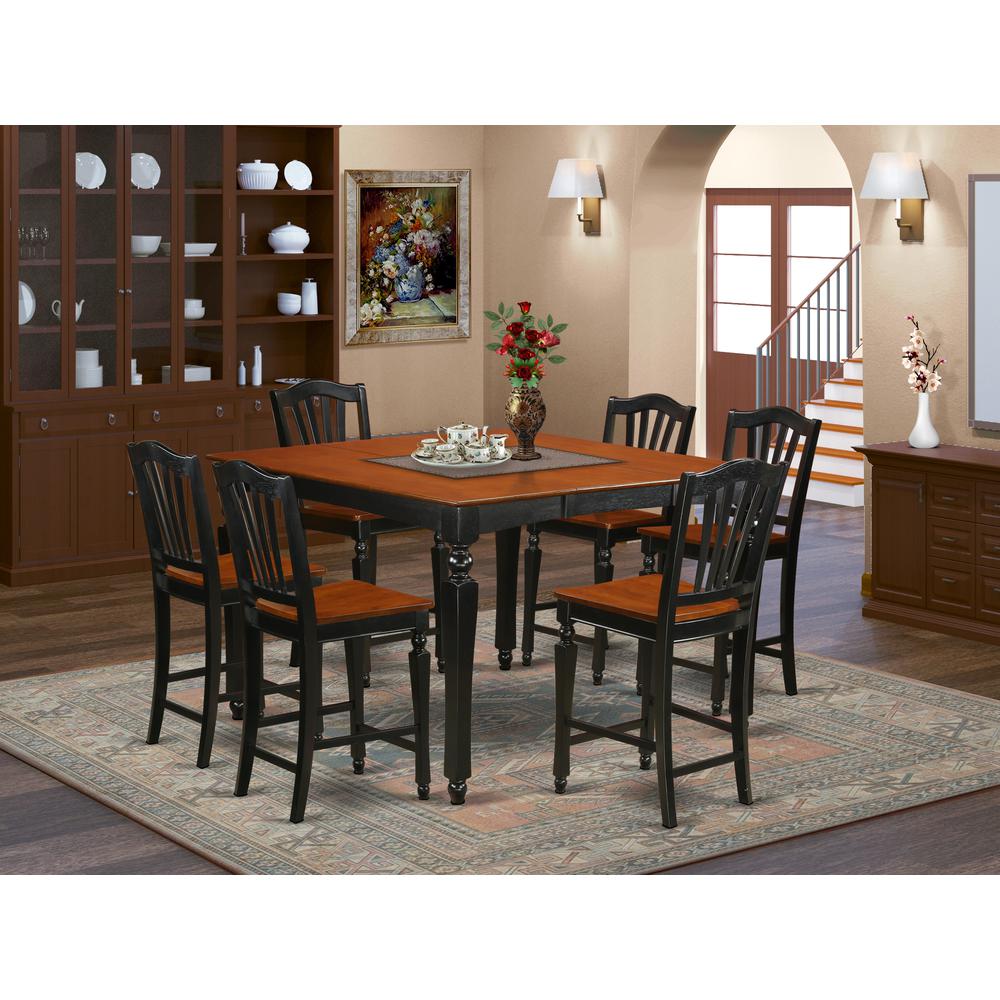 7  Pc  counter  height  Table  set-Square  gathering  Table  and  6  Stools